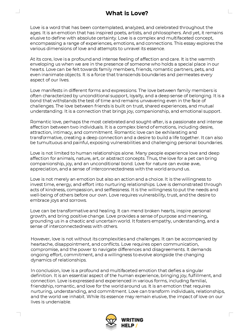 Essay On Love Definition Topic Ideas 500 Words Examples