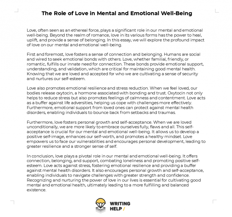 short essay about love brainly