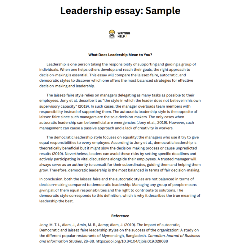 Leadership Essay Format and Samples to Check for A 